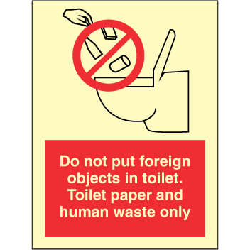 Sign IMO Do not put foreign objects in toilet. Toilet paper 102301 - Sikkerhedsgiganten