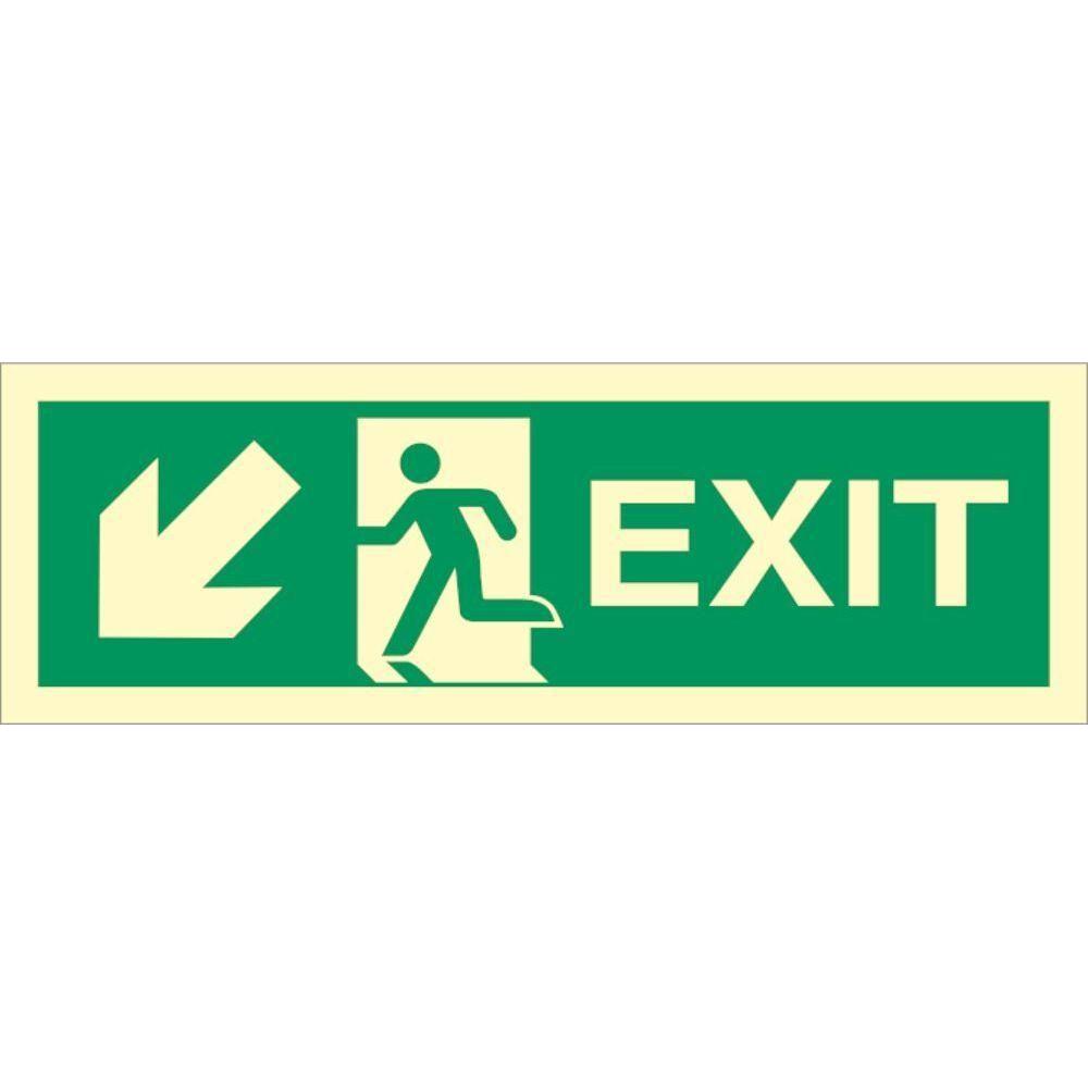 Sign IMO Exit left, arrow left/down 100009 - Sikkerhedsgiganten