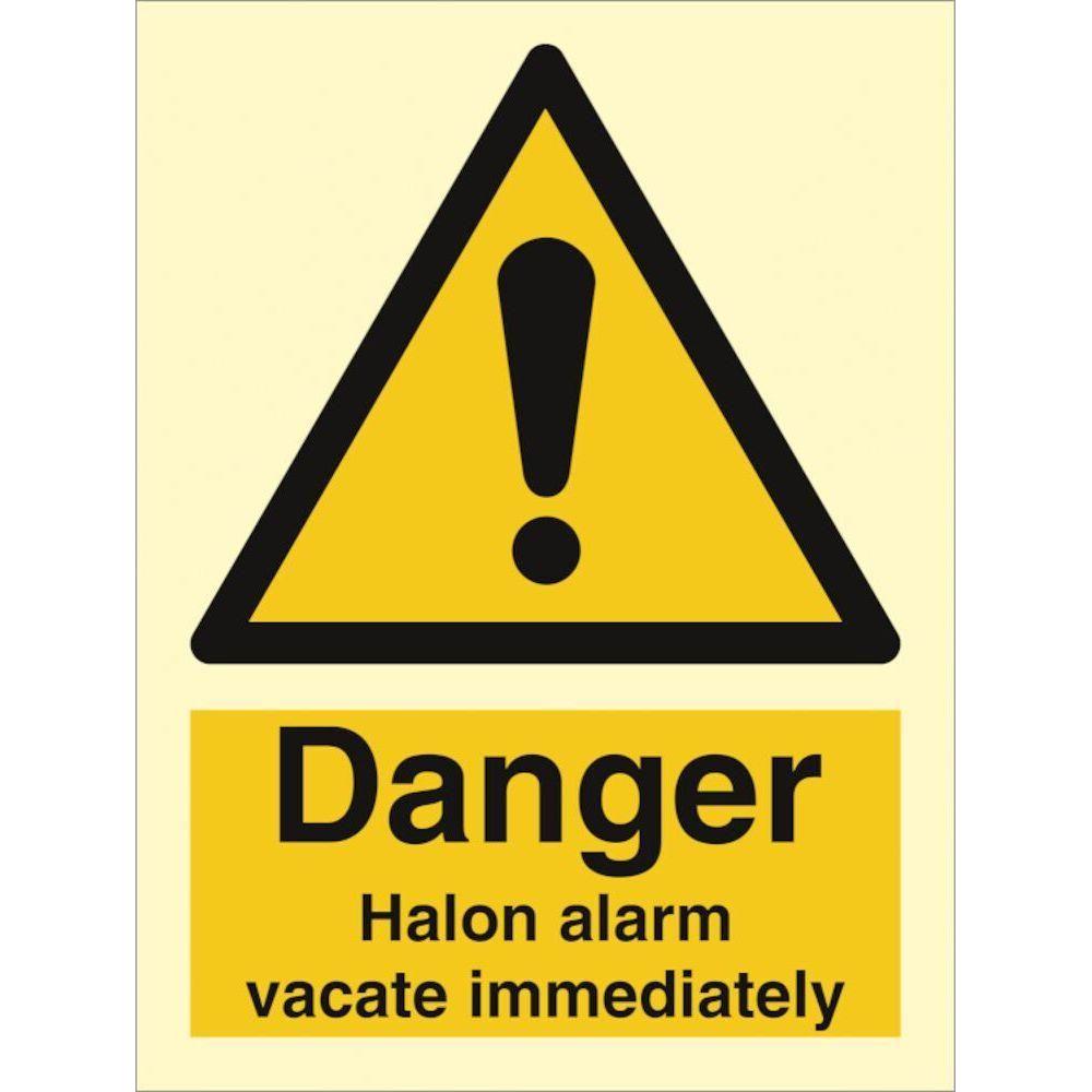 Sign IMO Halon alarm vacate immediately 107022 - Sikkerhedsgiganten