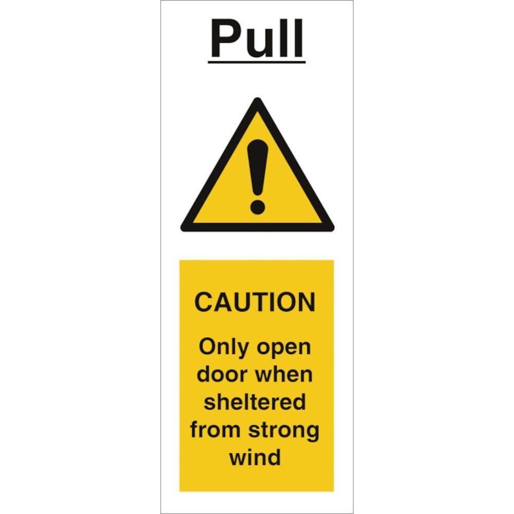 Sign IMO Pull - Caution Only open door when shelter - Sikkerhedsgiganten