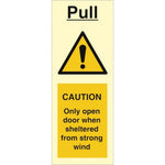Sign IMO Pull - Caution Only open door when shelter - Sikkerhedsgiganten