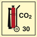 Sign IMO Wheeled fire extinguisher CO2 30 - Sikkerhedsgiganten