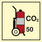 Sign IMO Wheeled fire extinguisher CO2 50 - Sikkerhedsgiganten