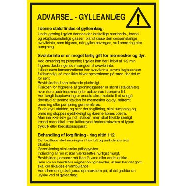 Skilt Advarsel - Gylleanlæg 401674 - Sikkerhedsgiganten