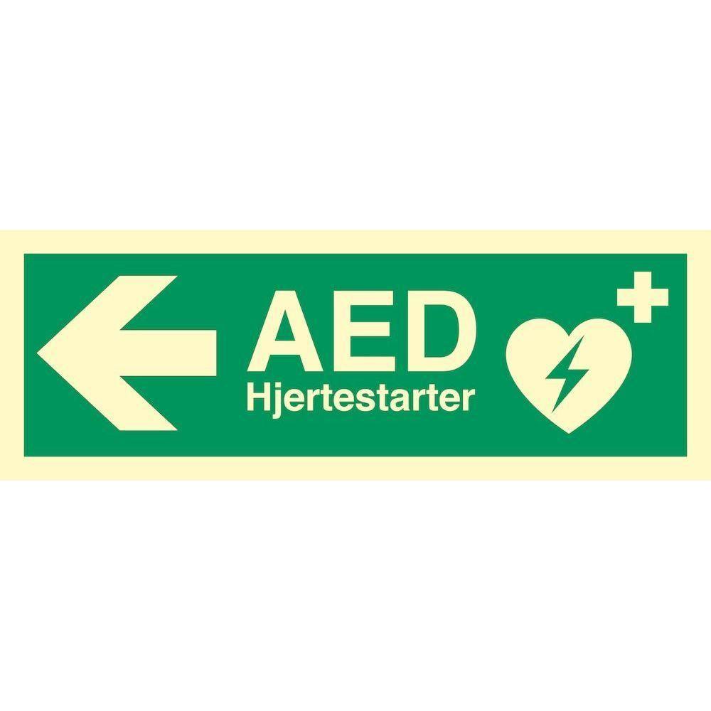 Skilt AED Hjertestarter Venstre 401627 - Sikkerhedsgiganten