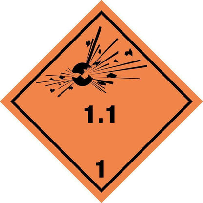 Skilt Explosives kl. 1.1 fareseddel - Sikkerhedsgiganten