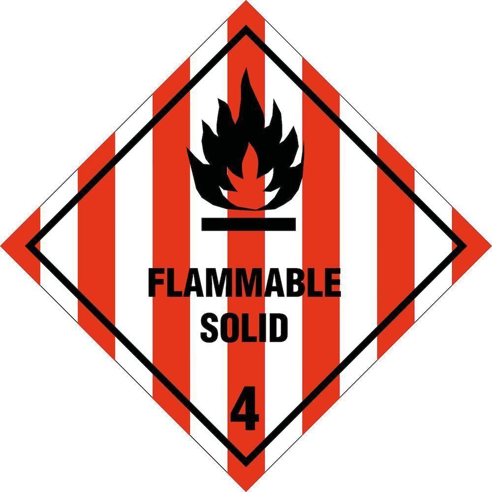 Skilt Flammable solid kl. 4 fareseddel - Sikkerhedsgiganten