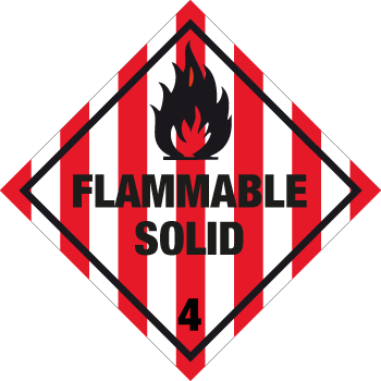 Skilt Flammable solid kl. 4 fareseddel - Sikkerhedsgiganten