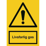 Skilt Livsfarlig gas 401670 - Sikkerhedsgiganten