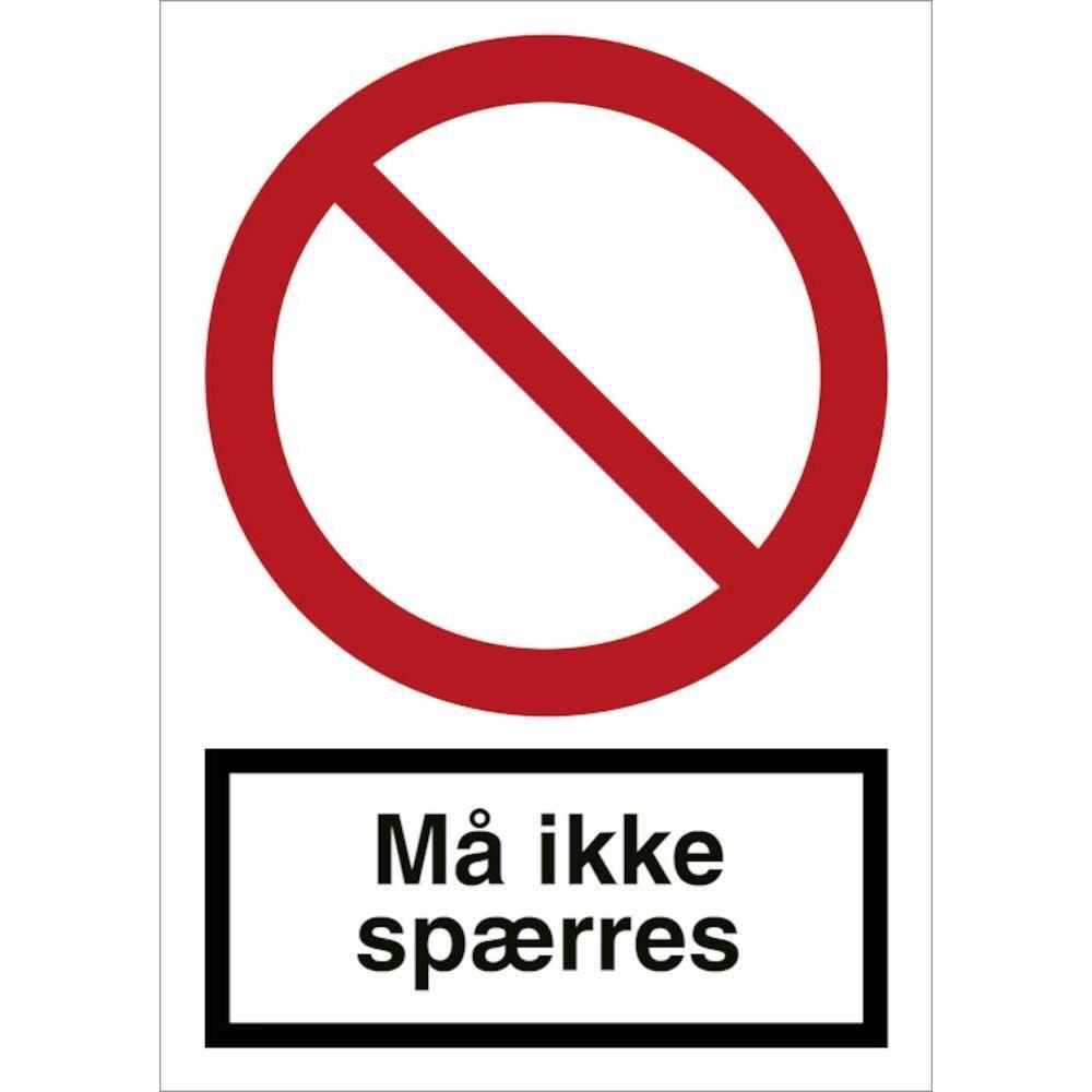 Skilt Må ikke spærres F101 - Sikkerhedsgiganten