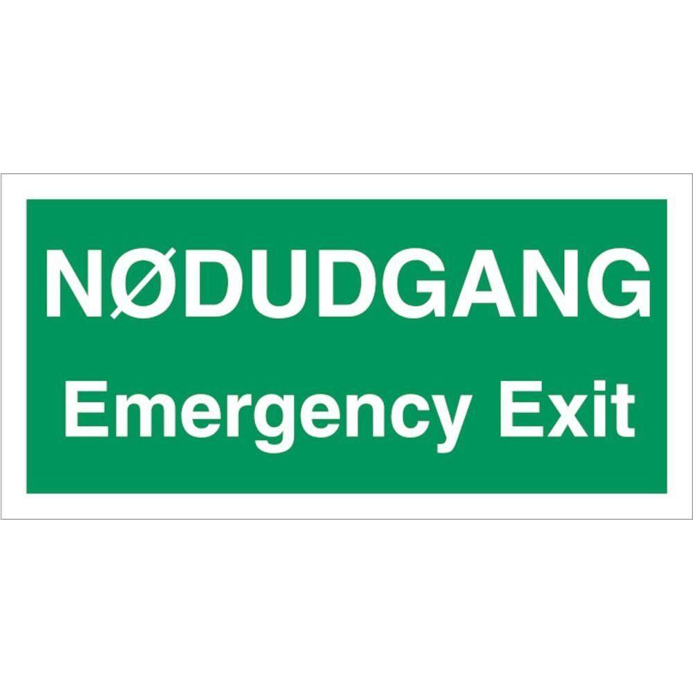 Skilt Nødudgang - Emergency exit - Sikkerhedsgiganten