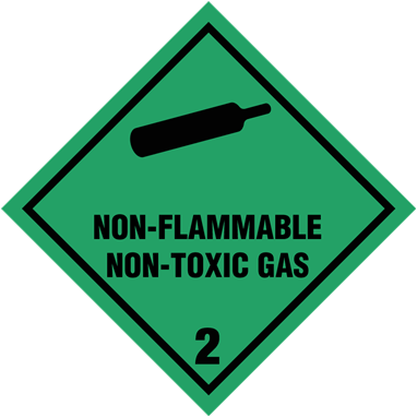 Skilt Non - flammable Non - toxic gas kl. 2 fareseddel - Sikkerhedsgiganten