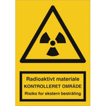 Skilt Radioaktivt materiale - kontrolleret.. - eks - Sikkerhedsgiganten