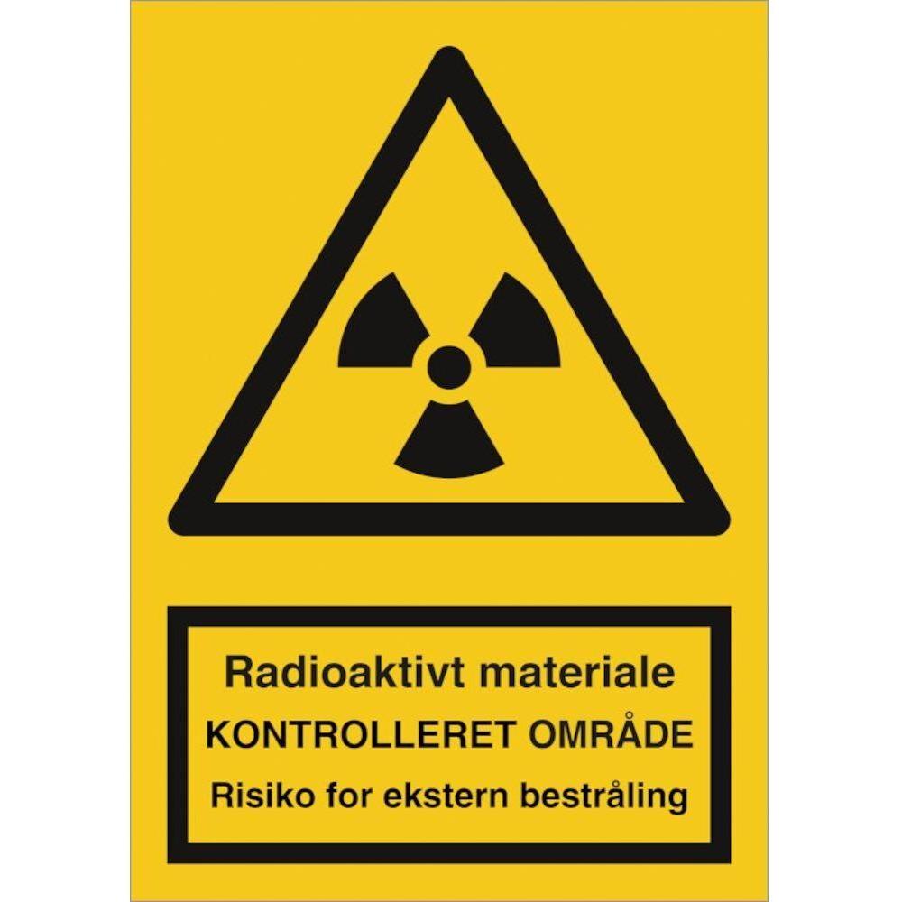 Skilt Radioaktivt materiale - kontrolleret.. - eks - Sikkerhedsgiganten