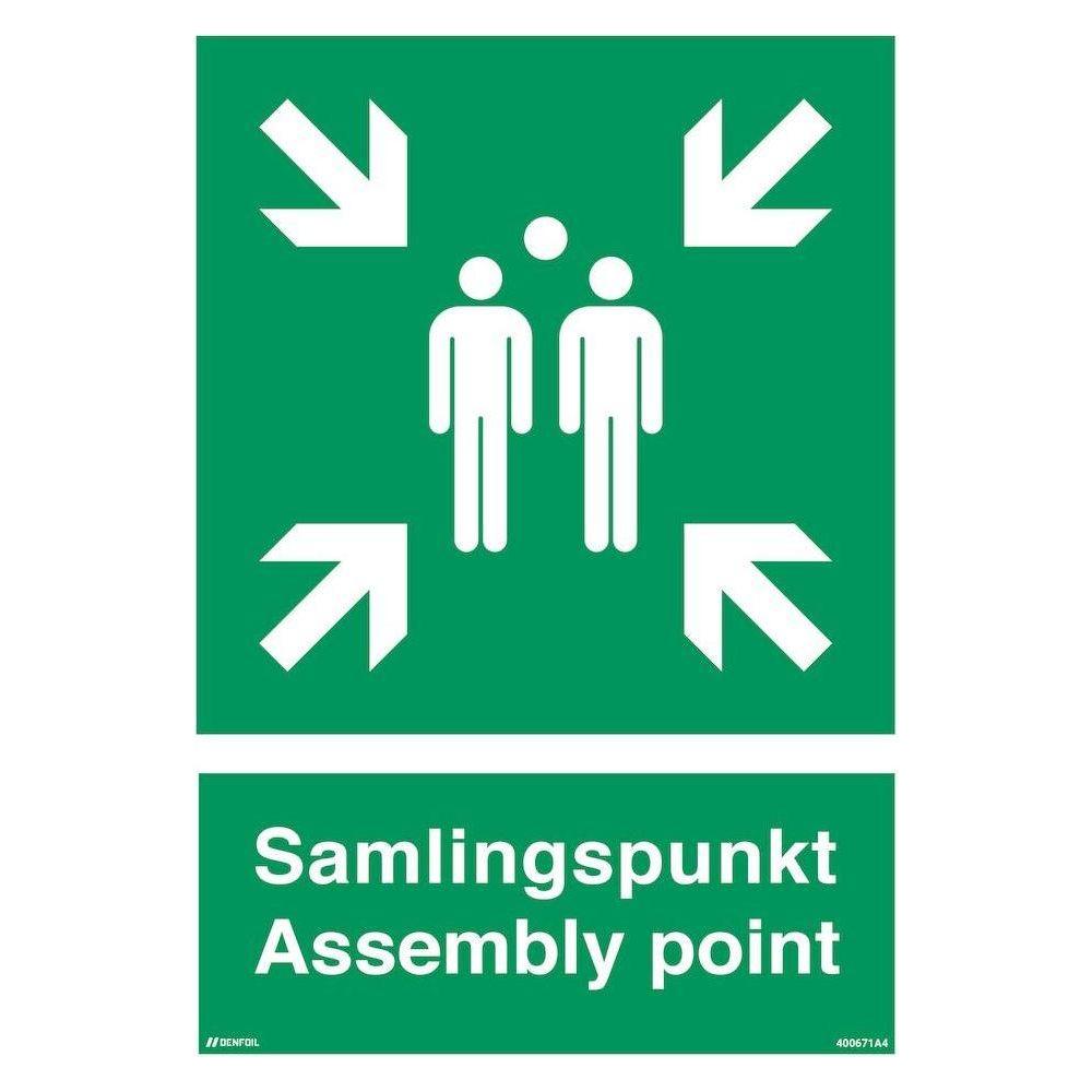 Skilt Samlingspunkt - Assembly point - Sikkerhedsgiganten