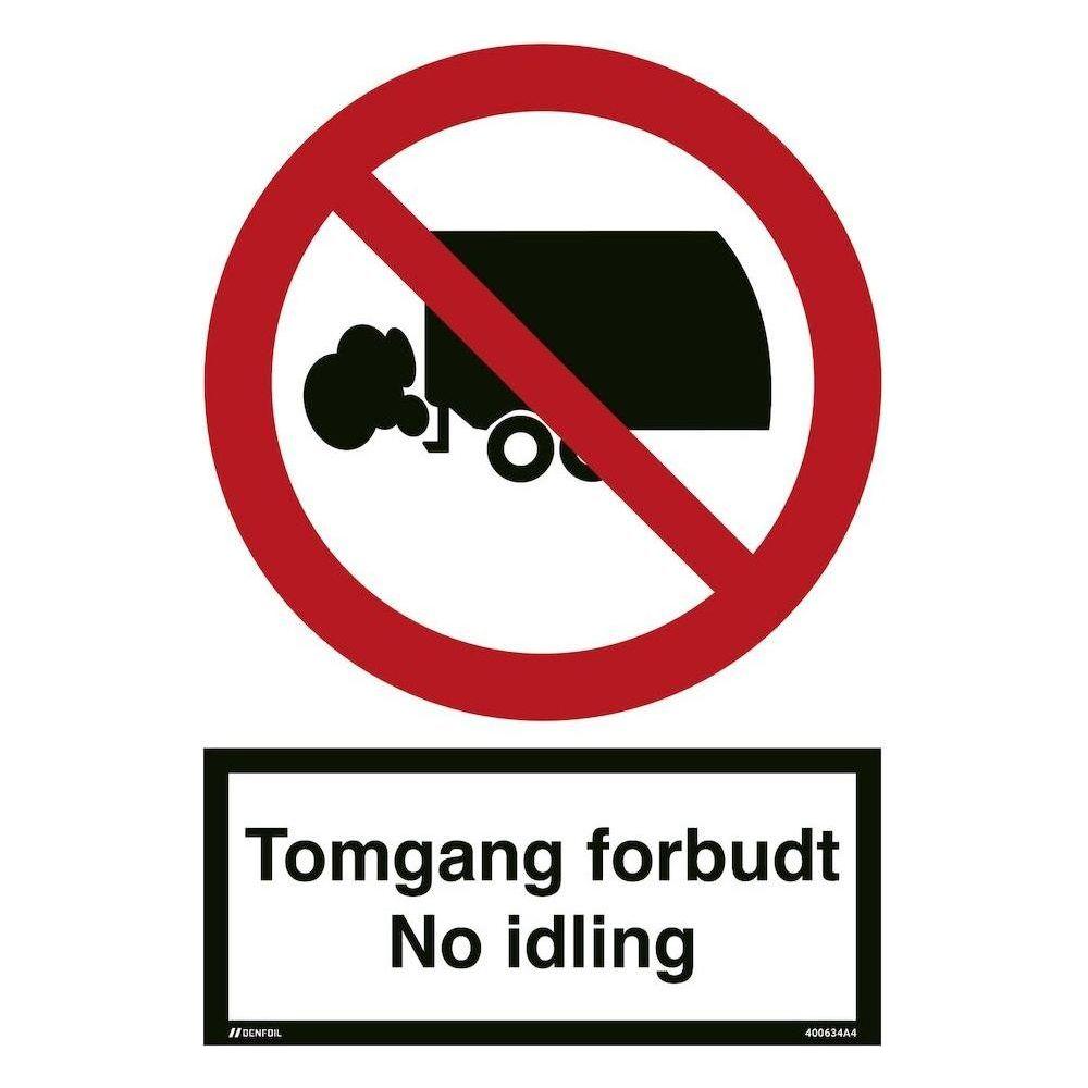 Skilt Tomgang forbudt - No Idling - Sikkerhedsgiganten