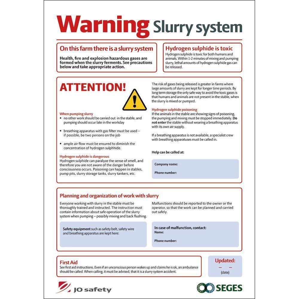 Skilt Warning Slurry System - m/ tusch - Sikkerhedsgiganten