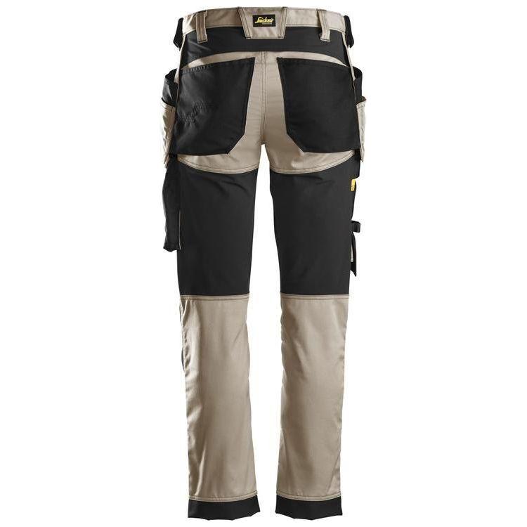 Snickers AW Bukser stretch med hylsterlommer khaki/sort 6241 - Sikkerhedsgiganten