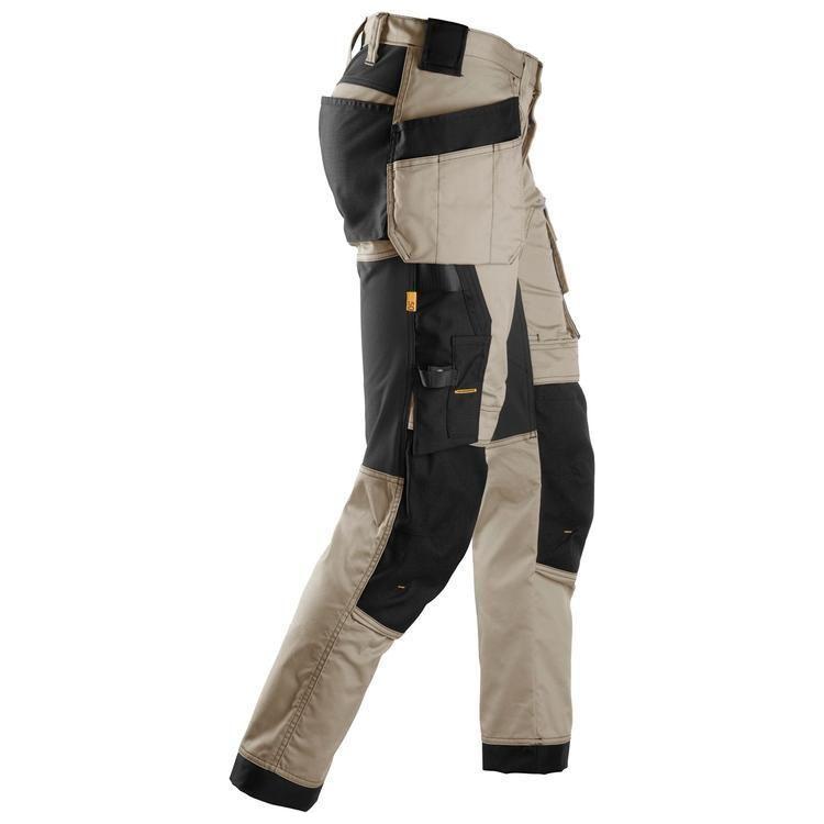 Snickers AW Bukser stretch med hylsterlommer khaki/sort 6241 - Sikkerhedsgiganten