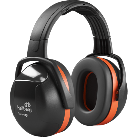 Orange Hellberg Secure 3 høreværn med SNR 33 dB støjreduktion, komfortabelt design.