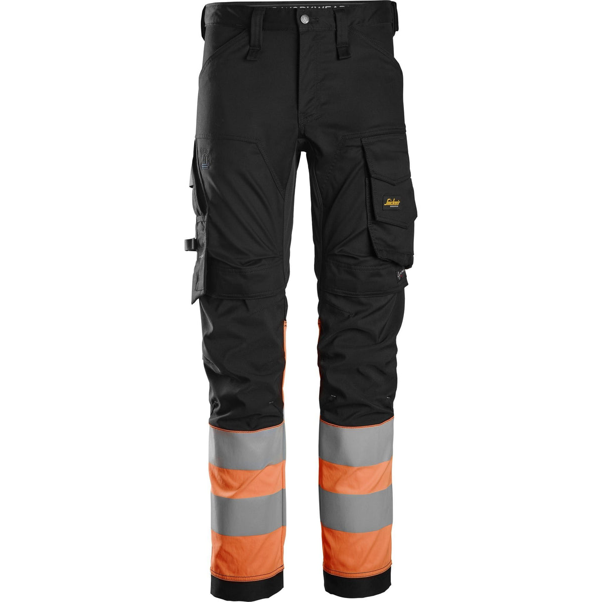 Snickers bukser stretch hi-vis klasse 1 sort og orange