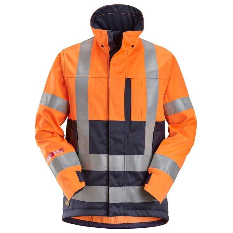 Snickers ProtecWork jakke hi-vis klasse 3 orange og navy arbejdsjakke